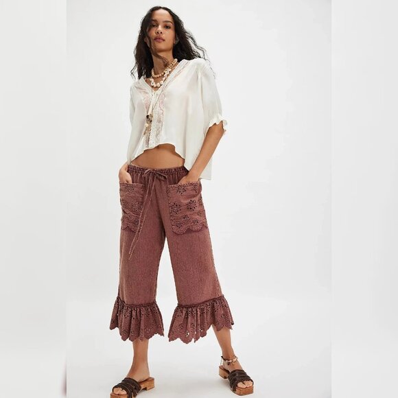 Free People Pants - Free People Washed Perla Bloomers Pants S P Women Mid-Rise Capri Pant NEW 45935